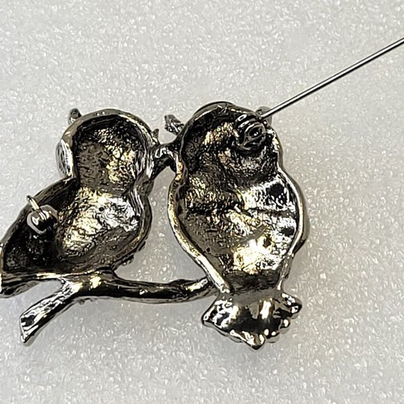 Two Owls Brooch Pin - Picture 5 of 11